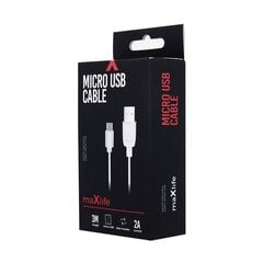 Maxlife kabelis USB - microUSB 3,0 m 2A, balts цена и информация | Кабели для телефонов | 220.lv