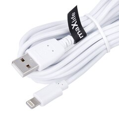 Кабель Maxlife USB - Lightning, 3.0 м 2А, белый цена и информация | Кабели для телефонов | 220.lv
