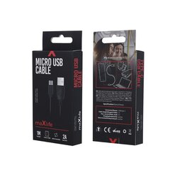 Maxlife kabelis USB - USB-C 1,0 m 2A, melns cena un informācija | Savienotājkabeļi | 220.lv