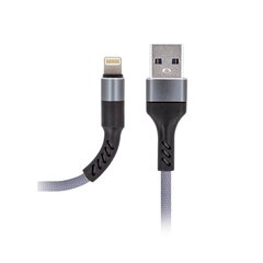 Maxlife MXUC-01 kabelis USB - Lightning 1,0 m 2A, pelēks neilons cena un informācija | Savienotājkabeļi | 220.lv