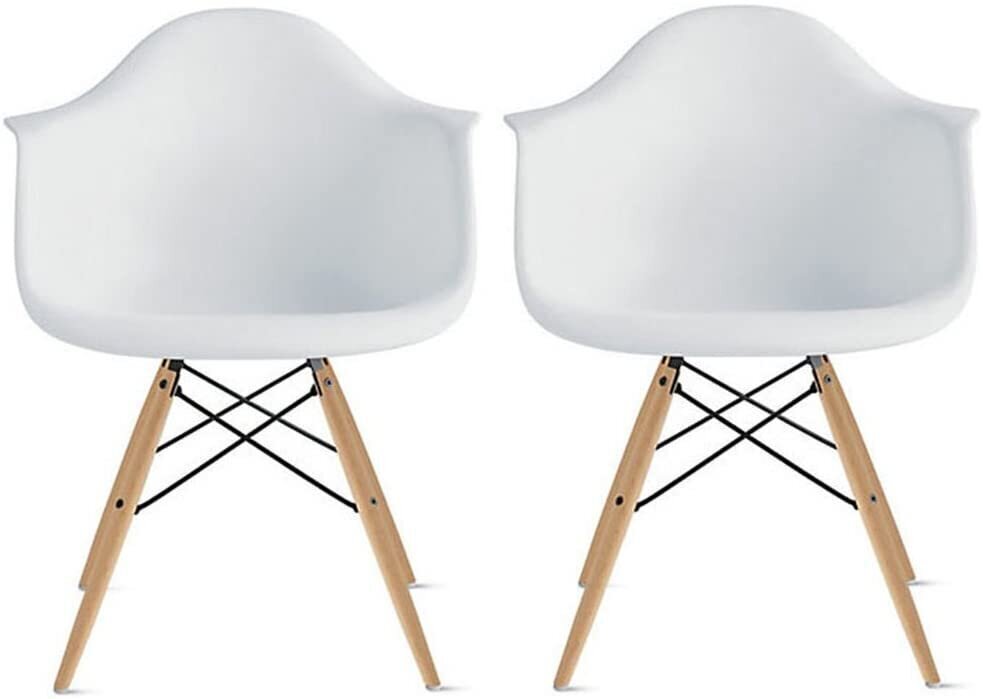 2-u ēdamistabas krēslu komplekts DHP Mid Century Modern, balts cena un informācija | Virtuves un ēdamistabas krēsli | 220.lv