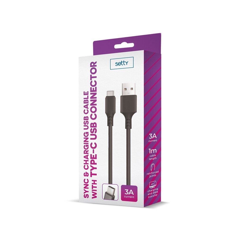 Setty kabelis USB - USB-C 1,0 m 3A, melns цена и информация | Savienotājkabeļi | 220.lv