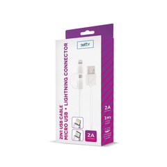 Setty 2in1 cable USB - Lightning + microUSB white nylon цена и информация | Кабели для телефонов | 220.lv