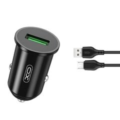 Автомобильное зарядное устройство XO TZ12 QC 3.0 18Вт 1x USB, черное + кабель microUSB цена и информация | Зарядные устройства для телефонов | 220.lv