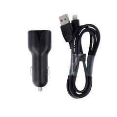 Maxlife MXCC-01 auto lādētājs 2x USB 2.4A, melns + Lightning kabelis cena un informācija | Lādētāji un adapteri | 220.lv