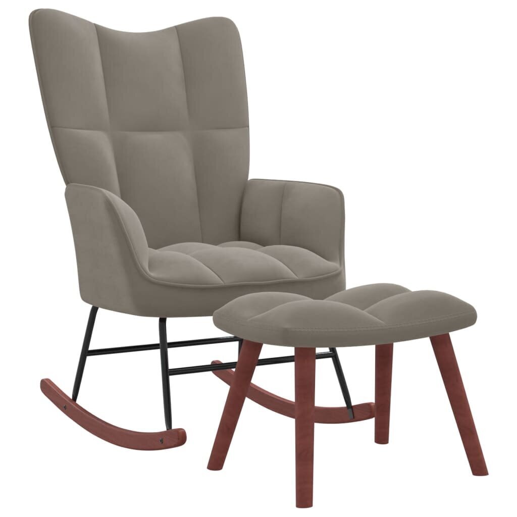 vidaXL šūpuļkrēsls ar kāju balstu, gaiši pelēks samts cena un informācija | Atpūtas krēsli | 220.lv
