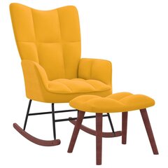 vidaXL šūpuļkrēsls ar kāju balstu, sinepju dzeltens samts cena un informācija | Atpūtas krēsli | 220.lv