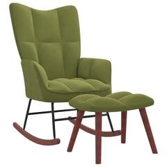 vidaXL šūpuļkrēsls ar kāju balstu, gaiši zaļš samts cena un informācija | Atpūtas krēsli | 220.lv
