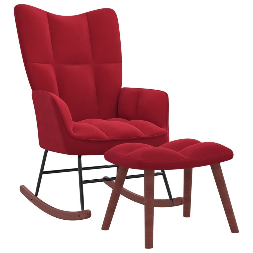 vidaXL šūpuļkrēsls ar kāju balstu, vīnsarkans samts цена и информация | Atpūtas krēsli | 220.lv
