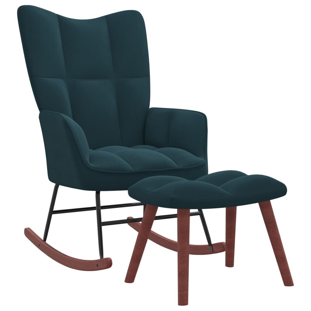 vidaXL šūpuļkrēsls ar kāju balstu, zils samts cena un informācija | Atpūtas krēsli | 220.lv