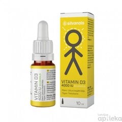 Vitamin D3 4000 IU Silvanols pilieni 10ml cena un informācija | Vitamīni, preparāti, uztura bagātinātāji labsajūtai | 220.lv