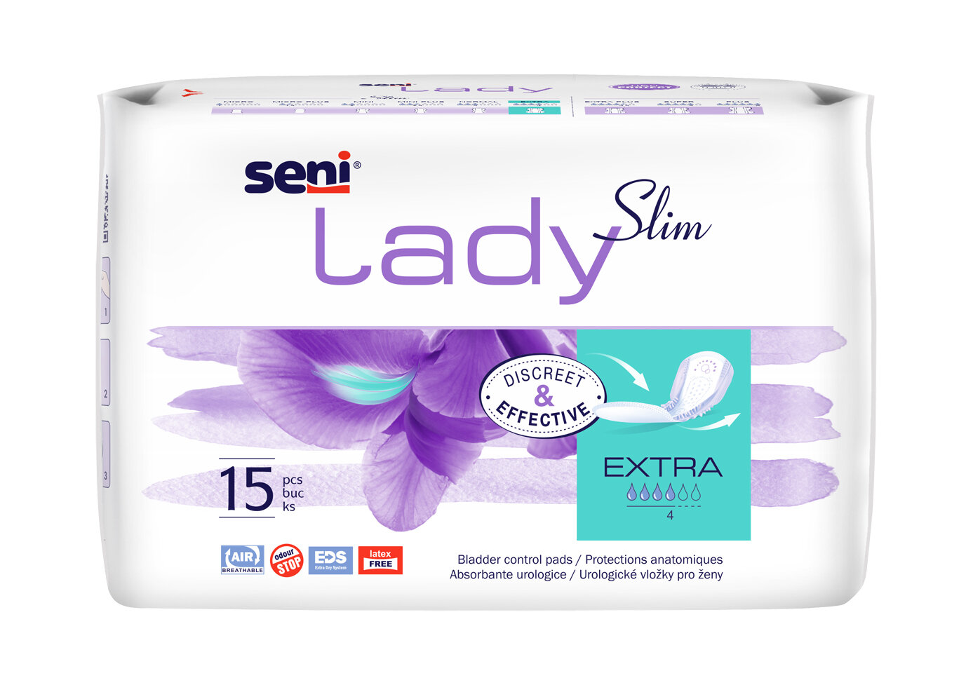 Uroloģiskie ieliktņi sievietēm Seni Lady Slim Extra, 15 gab. цена и информация | Autiņbiksītes, higiēniskās paketes, vienreizlietojamie paladziņi pieaugušajiem | 220.lv