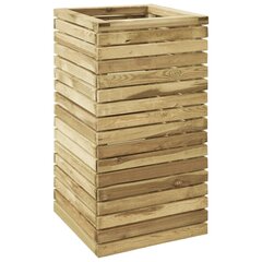 vidaXL augstā puķu kaste, 50x50x100 cm, impregnēts priedes koks cena un informācija | Balkona kastes | 220.lv