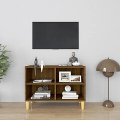 vidaXL TV plaukts ar koka kājām, ozolkoka krāsa, 69,5x30x50 cm цена и информация | Тумбы под телевизор | 220.lv