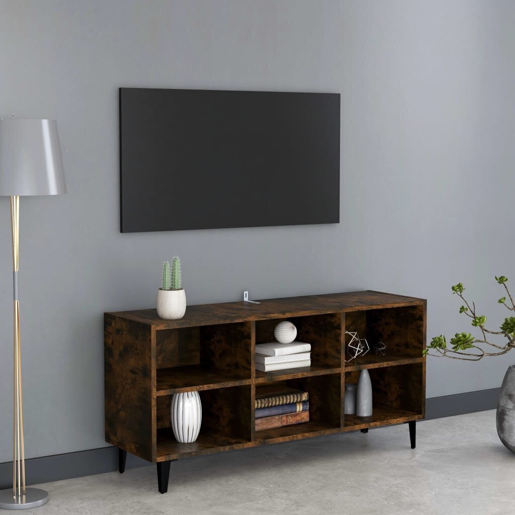 vidaXL TV plaukts ar metāla kājām, ozolkoka krāsa, 103,5x30x50 cm cena un informācija | TV galdiņi | 220.lv