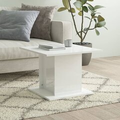 vidaXL kafijas galdiņš, spīdīgi balts, 55,5x55,5x40 cm, skaidu plāksne cena un informācija | Žurnālgaldiņi | 220.lv
