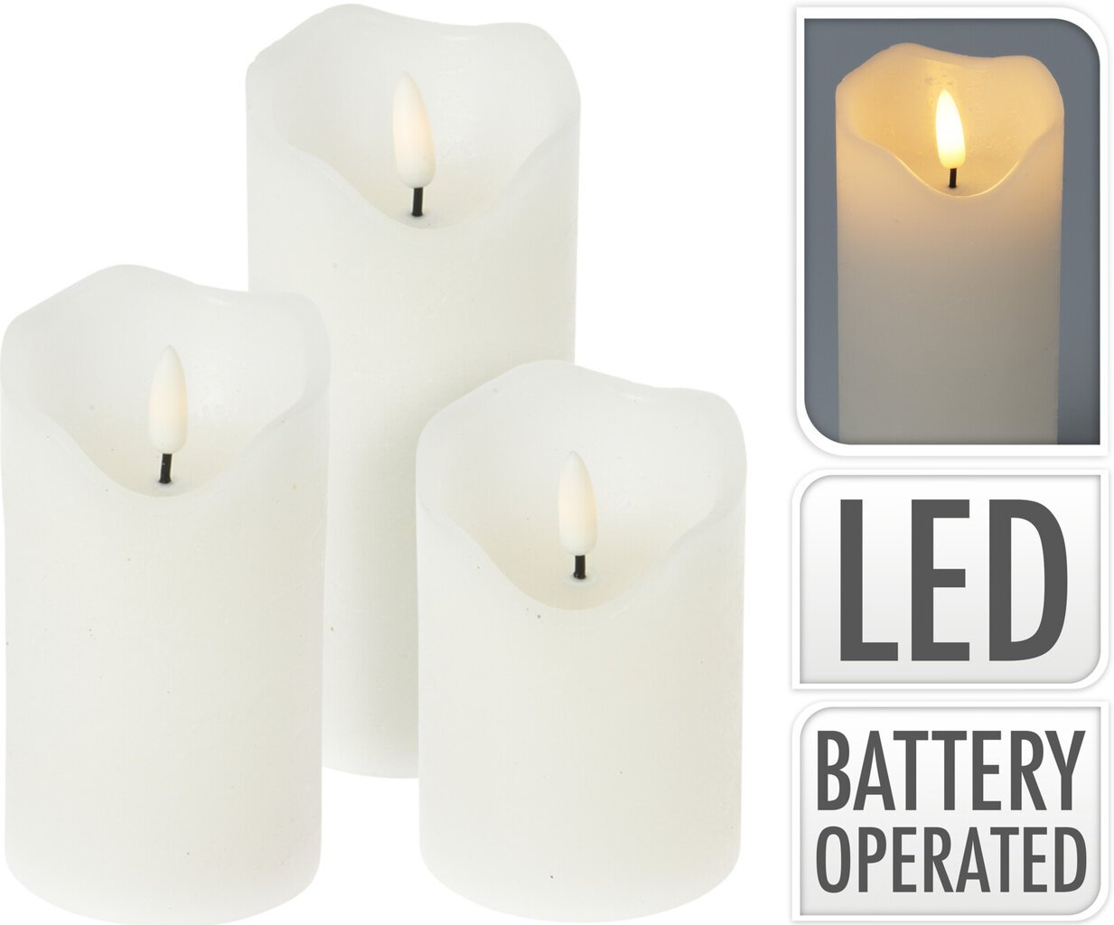LED sveču komplekts, 3 gab cena un informācija | Sveces un svečturi | 220.lv
