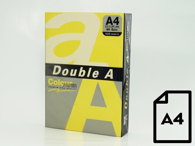 Krāsains papīrs Double A, A4, 80g, 500 lapas, citrona krāsā cena un informācija | Burtnīcas un papīra preces | 220.lv