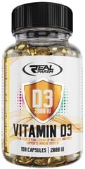 Real Pharm Vitamin D3 2000 IU 180 kapsulas cena un informācija | Vitamīni, preparāti, uztura bagātinātāji labsajūtai | 220.lv