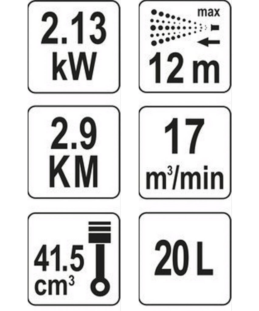 Benzīna smidzinātājs YATO 2.9 kW 20 l cena un informācija | Laistīšanas sistēmas | 220.lv