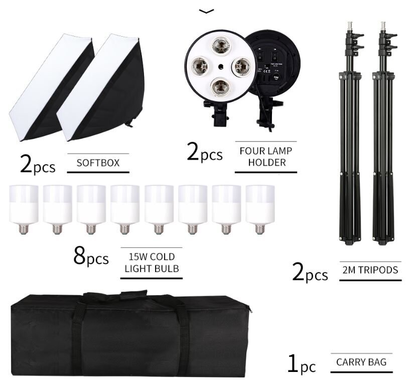 Statīvs ar 4 lampiņām (Softbox) cena un informācija | Apgaismojums fotografēšanai | 220.lv