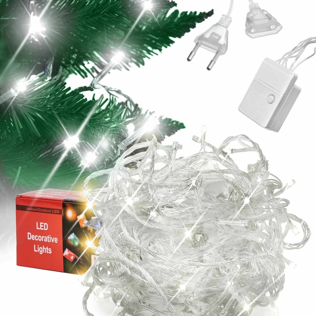 Led spuldzes, Light Chain, 20m, 200LED, vēsi baltas cena un informācija | Ziemassvētku lampiņas, LED virtenes | 220.lv