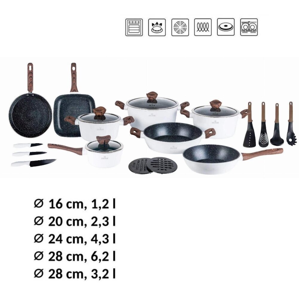 Katlu komplekts no akmensmasas, 21 daļa cena un informācija | Katli, tvaika katli | 220.lv