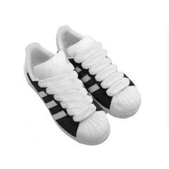 Широкие плоские шнурки 14 мм 120 см, цвет белый цена и информация | Для ухода за обувью и одеждой | 220.lv