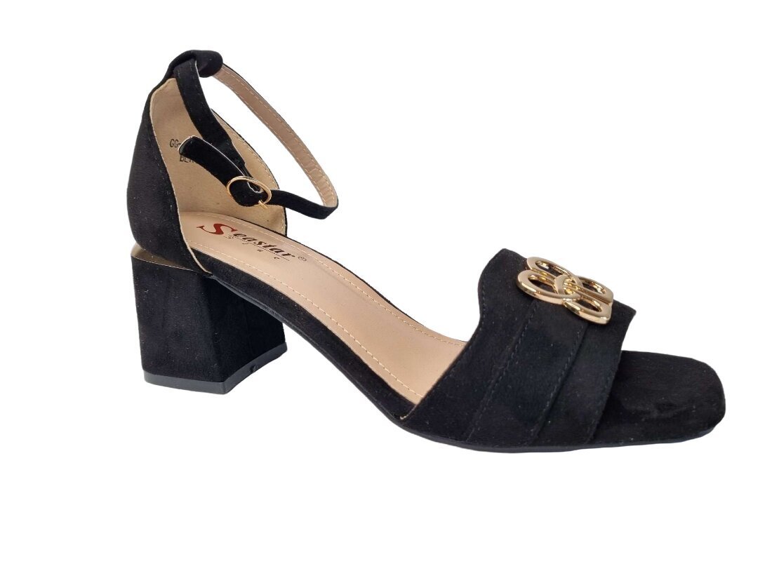 Sieviešu sandales uz papēža SEASTAR, melnas. cena un informācija | Sieviešu sandales | 220.lv