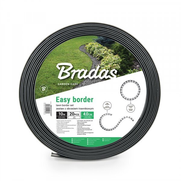 Zāliena apmales komplekts Bradas EASY BORDER 40mm, pelēks cena un informācija | Žogi un piederumi | 220.lv