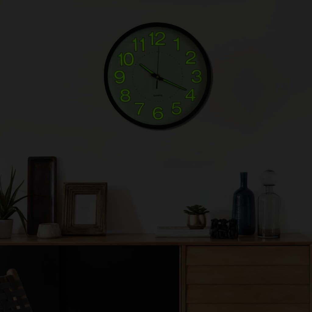 325166 vidaXL Luminous Wall Clock Black 30 cm цена и информация | Pulksteņi | 220.lv