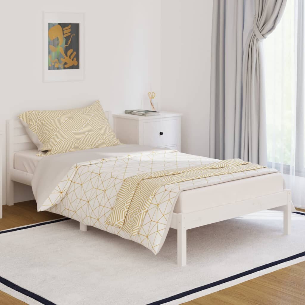 810421 vidaXL Bed Frame Solid Wood Pine 100x200 cm White cena un informācija | Gultas | 220.lv