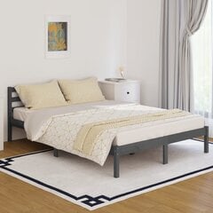 810432 vidaXL Bed Frame Solid Wood Pine 140x200 cm Grey cena un informācija | Gultas | 220.lv