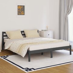 810442 vidaXL Bed Frame Solid Wood Pine 160x200 cm Grey cena un informācija | Gultas | 220.lv