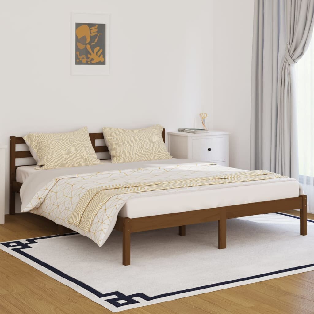 810443 vidaXL Bed Frame Solid Wood Pine 160x200 cm Honey Brown cena un informācija | Gultas | 220.lv