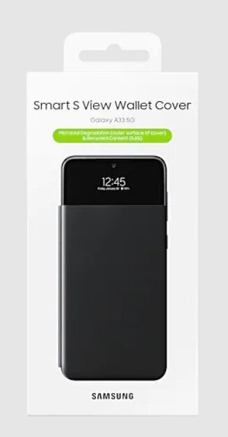 "Samsung Galaxy A33 5G S View" telefona vāciņš (EE), melns EF-EA336PBEGEE cena un informācija | Telefonu vāciņi, maciņi | 220.lv