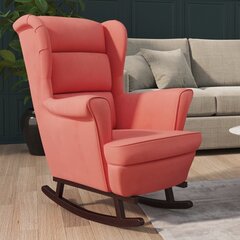 vidaXL šūpuļkrēsls, masīva gumijkoka kājas, rozā samts цена и информация | Кресла в гостиную | 220.lv