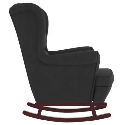 vidaXL šūpuļkrēsls, masīva gumijkoka kājas, melns samts цена и информация | Atpūtas krēsli | 220.lv