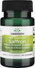 Swanson Full Spectrum Safron Whole Ground Stigmas 60 kapsulas cena un informācija | Vitamīni, preparāti, uztura bagātinātāji labsajūtai | 220.lv