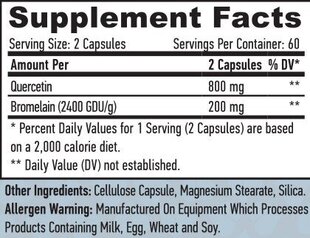 Haya Labs Kvercetīns ar bromelainu 120 vege kapsulas cena un informācija | Vitamīni, preparāti, uztura bagātinātāji labsajūtai | 220.lv