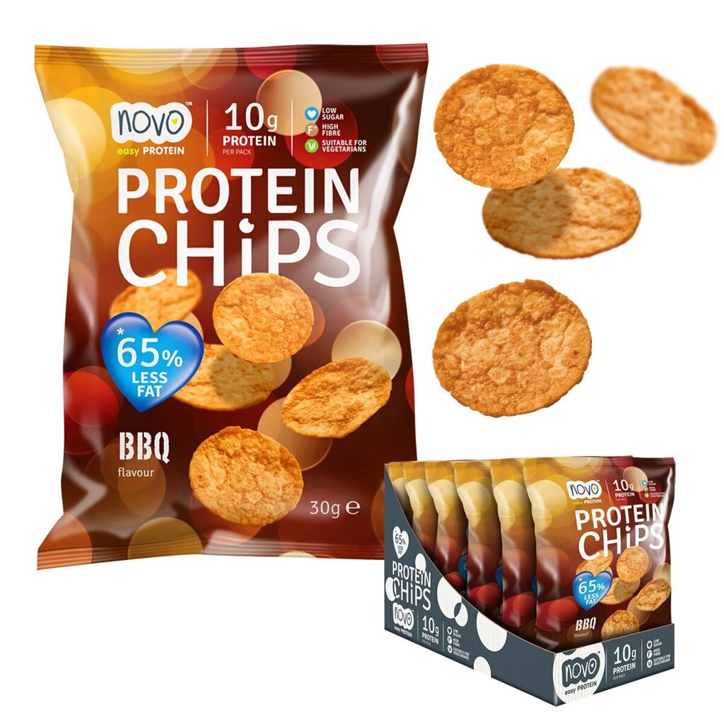 Novo Nutrition Protein Chips 30 g - BBQ цена и информация | Vitamīni, preparāti, uztura bagātinātāji labsajūtai | 220.lv