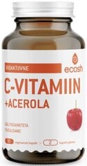 Ecosh Vitaminas C acerola bioactive 90 daržovių kapsulės cena un informācija | Vitamīni, preparāti, uztura bagātinātāji labsajūtai | 220.lv