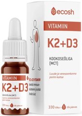 Ecosh Vitamiin K2 (45mkg) + D3 (2000IU) 10 ml цена и информация | Витамины, пищевые добавки, препараты для хорошего самочувствия | 220.lv