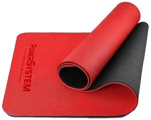 Power System Yoga Mat Premium sporta paklājs (6 mm) - sarkans cena un informācija | Vingrošanas paklāji | 220.lv
