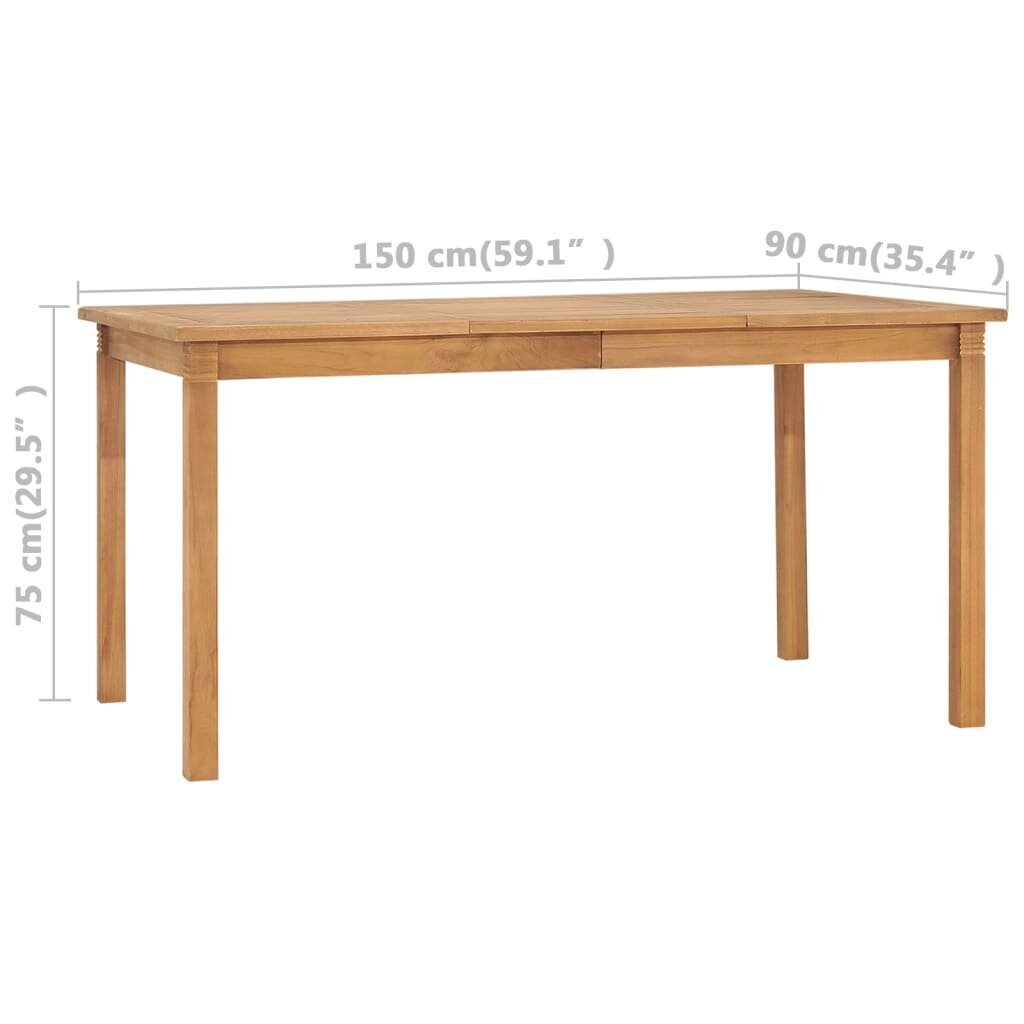 vidaXL dārza galds, 150x90x75 cm, masīvs tīkkoks цена и информация | Dārza galdi | 220.lv