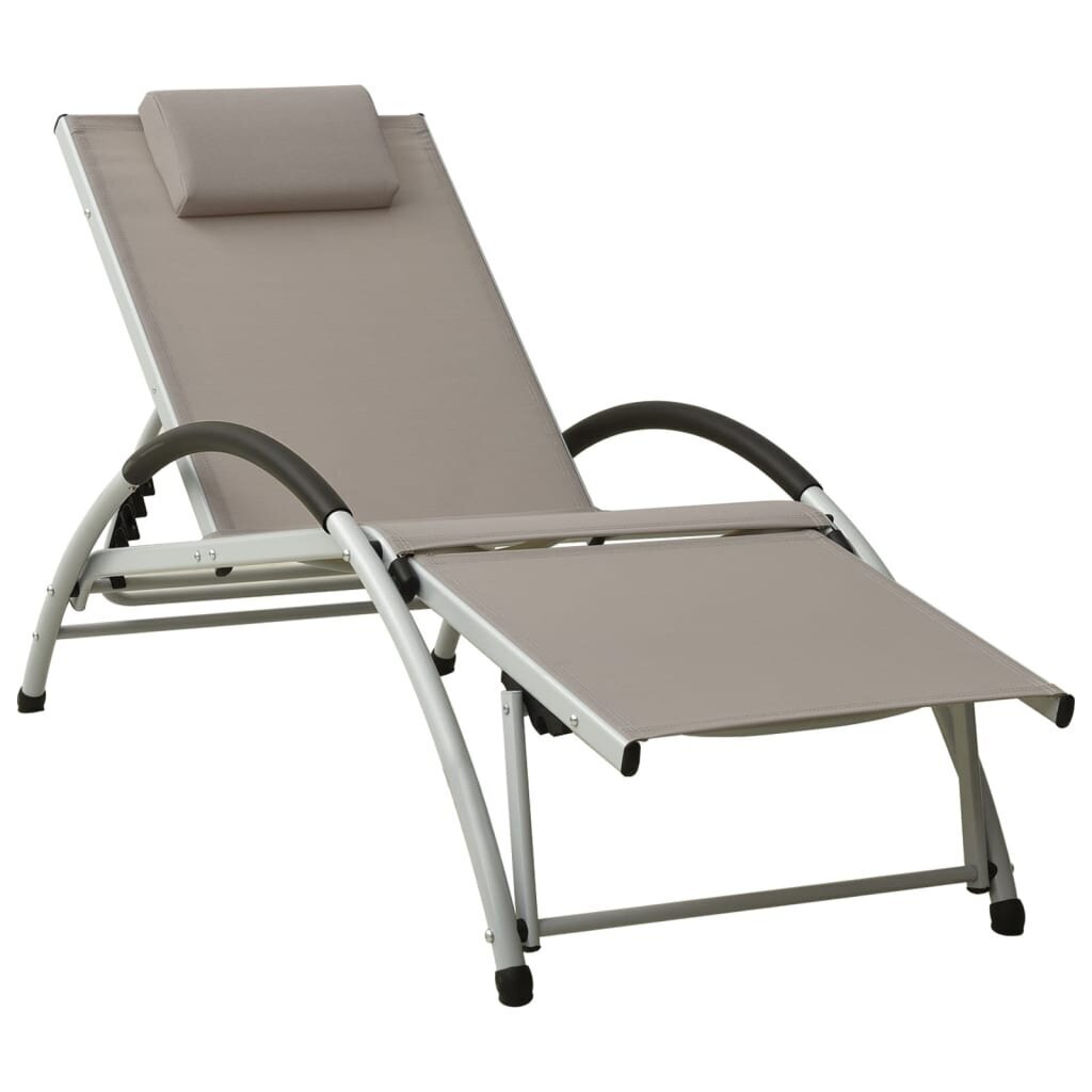 310531 vidaXL Sun Lounger with Pillow Textilene Taupe cena un informācija | Sauļošanās krēsli | 220.lv