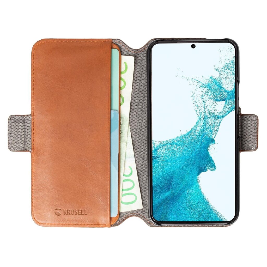 Krusell Leather Phone Wallet, piemērots Samsung Galaxy S22+, brūns cena un informācija | Telefonu vāciņi, maciņi | 220.lv