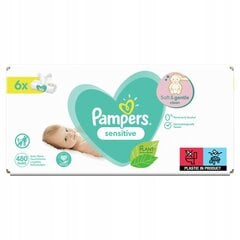 Pampers Sensitive mitrās salvetes 480gab cena un informācija | Mitrās salvetes, vienreizlietojamie paladziņi | 220.lv