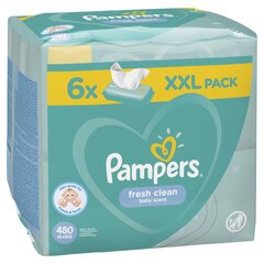 Салфетки влажные «Pampers» FreshClean, 6x80шт цена и информация |  Одноразовые пеленки и влажные салфетки | 220.lv