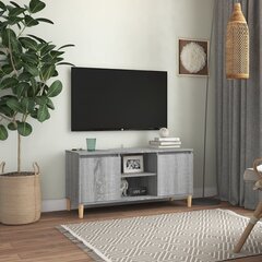 vidaXL TV skapītis ar masīvkoka kājām, pelēcīga ozola, 103,5x35x50 cm cena un informācija | TV galdiņi | 220.lv